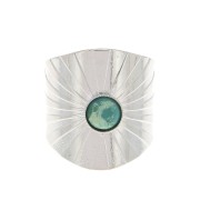 Adjustable wide ring for 6mm flat back cabochon - fine silver plating x1