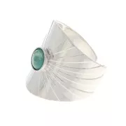 Adjustable wide ring for 6mm flat back cabochon - fine silver plating x1