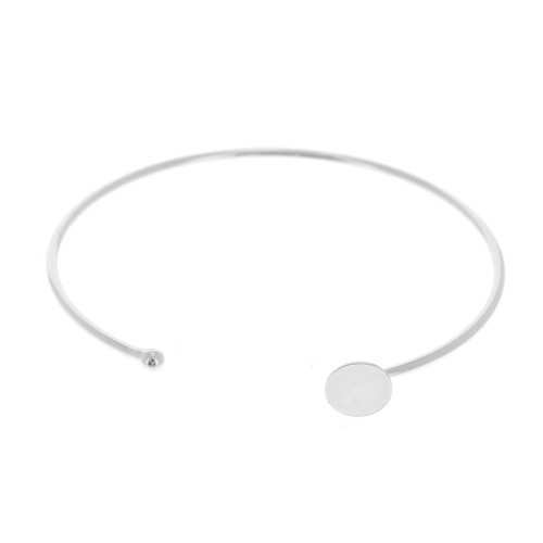 Thin bangle bracelet for 8 mm cabochon - fine silver plating x1
