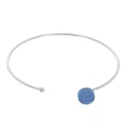 Thin bangle bracelet for 8 mm cabochon - fine silver plating x1