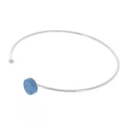 Thin bangle bracelet for 8 mm cabochon - fine silver plating x1