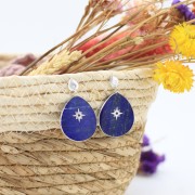 12x8mm Leaf earstuds with open ring - fine silver plating x2