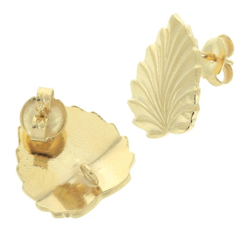 Leaf earstuds 17.5x15.5 mm with open hoop - Fine gold plated x2