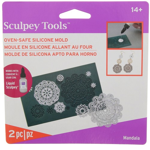 Oven-safe Sculpey silicon Mold - Mandala x1