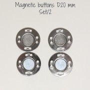 20mm Magnetic sewing buttons - Silver Tone x2|raw }}