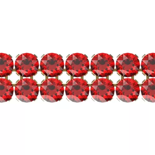 5.3mm PureCrystal Crystal Mesh 40001 2 rows - Scarlet - Gold Tone x5cm