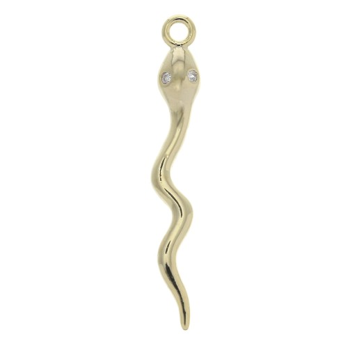 28x3.3mm Snake pendant with 2 zirconium oxide - Fine gold plated x1