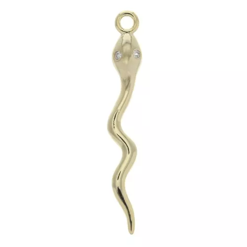 28x3.3mm Snake pendant with 2 zirconium oxide - Fine gold plated x1