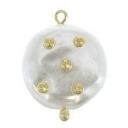23x18mm Imitation mother-of-pearl & balls pendant - White - Gold Tone x1|raw }}