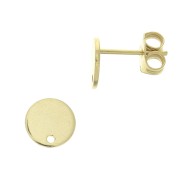 8mm Disc earstuds with hole - fine Gold plated x2|raw }}