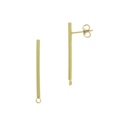 23x2mm Bar earstuds with closed ring - fine Gold plated x2