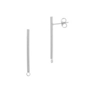 23x2mm Bar earstuds with closed ring - Rhodium Tone x2
