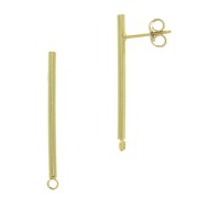 33x2mm Bar earstuds with closed ring - fine Gold plated x2
