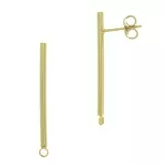 33x2mm Bar earstuds with closed ring - fine Gold plated x2