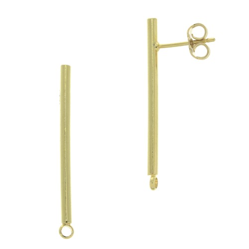 33x2mm Bar earstuds with closed ring - fine Gold plated x2
