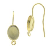Earwires with closed ring for a 8x6mm cabochon with closed ring - Gold Tone x2|raw }}