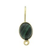 Earwires with closed ring for a 8x6mm cabochon with closed ring - Gold Tone x2