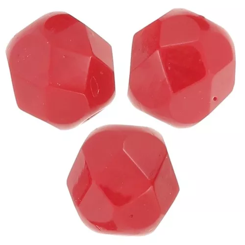 Fire Polished faceted round beads 6mm Red Coral x25