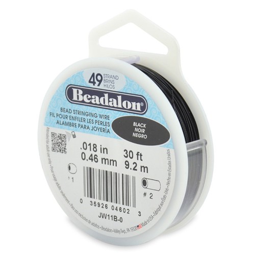Beading wire 49 strands 0.46mm Black x9,2 m