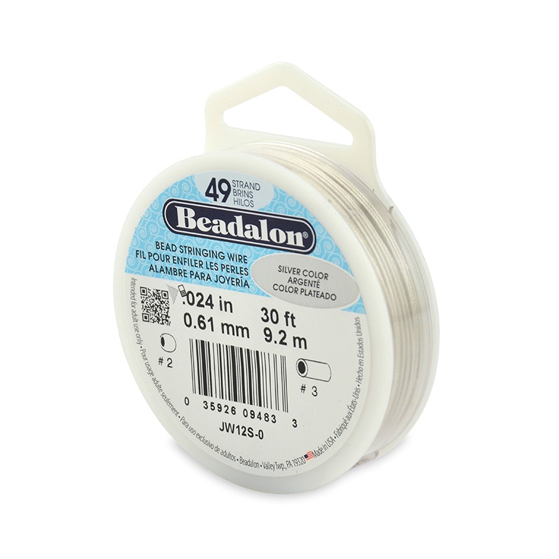 Beading wire 49 strands 0.61mm Silver Color x9,2 m Perles & Co
