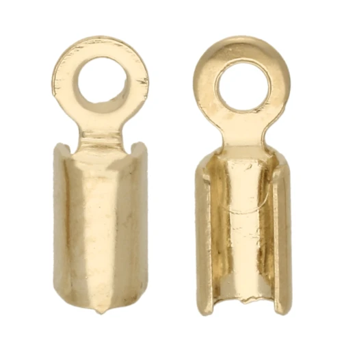 1.3mm Round lace ends - Gold Plated 3 microns x4