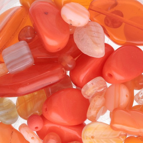 Czech glass beads assortment orange x50g