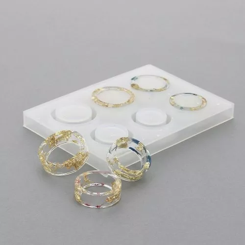 Silicone mold for 6 large inclusion resin rings x1