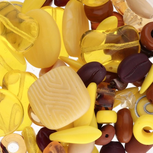 Czech glass beads assortment yellow x50g