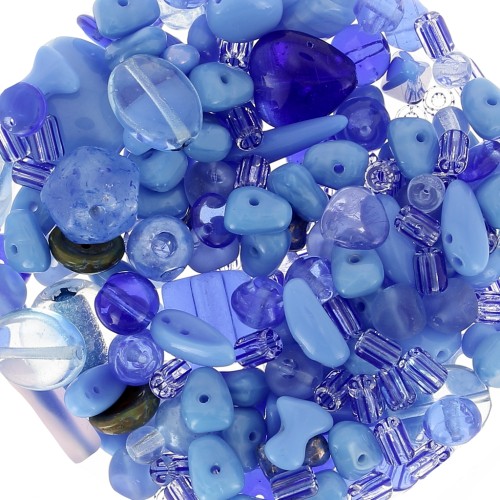 Czech glass beads assortment sapphire x50g