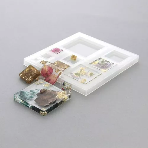 Silicone mold for 10 inclusion resin squares x1