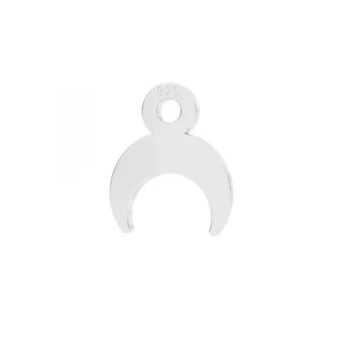8.5x7mm 925 Sterling Silver mini hal-moon charm x1