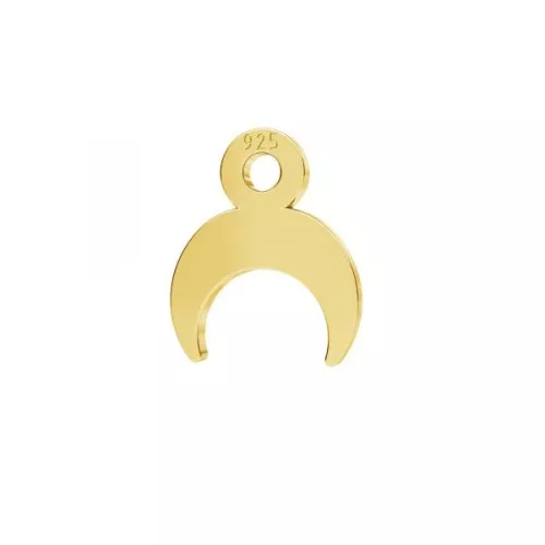 8.5x7mm 925 Sterling Silver mini hal-moon charm - Fine Gold Plated x1
