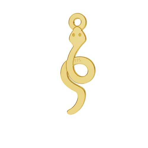 16x5.5mm 925 Sterling Silver snake charm - Fine Gold Plated x1 