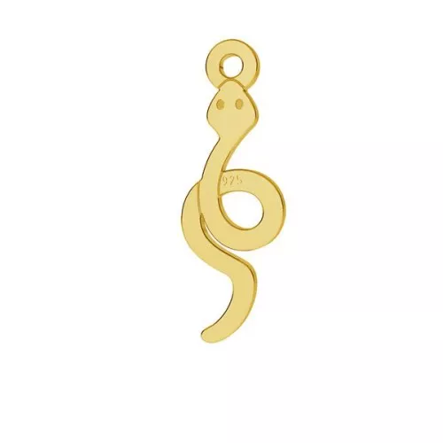 16x5.5mm 925 Sterling Silver snake charm - Fine Gold Plated x1