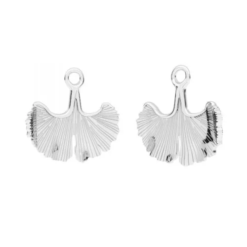 15.5x15mm 925 Sterling Silver ginkgo leaf charm x1