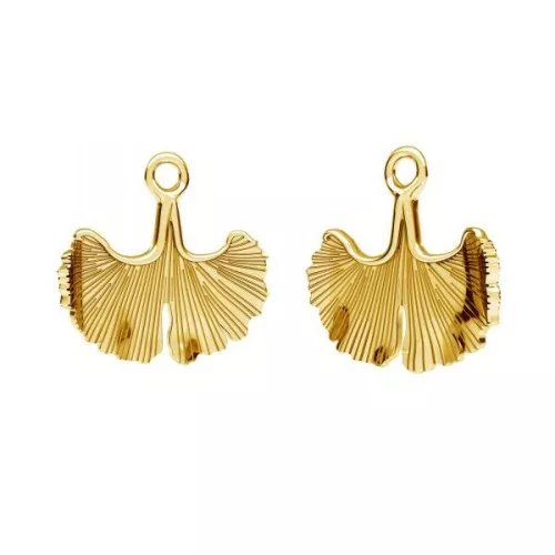 15.5x15mm 925 Sterling Silver ginkgo leaf charm - Fine Gold Plated x1