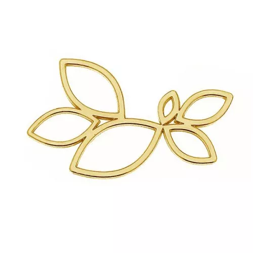 22x14mm 925 Sterling Silver leaf spacer- Fine Gold Plated x1