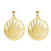 18mm 925 Sterling Silver Round palm leaf pendant x1