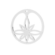 30mm 925 Sterling Silver Round lotus flower pendant x1|raw }}