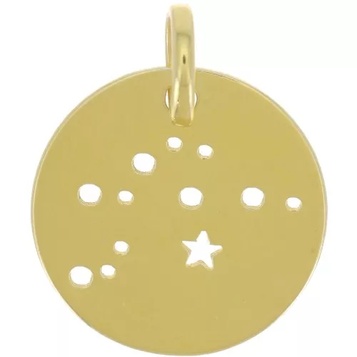 Aquarius constellation pendant 18 mm - 925 Sterling Silver Gilded x1