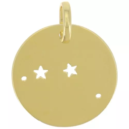 18 mm Aries constellation pendant - 925 Sterling Silver Gilded x1