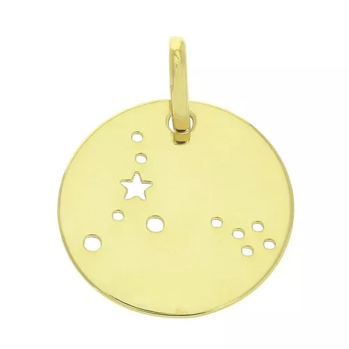 18mm 925 Sterling Silver Constellation pendant - Pisces - Gold Tone x1