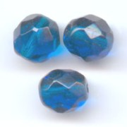 Fire Polished faceted round beads 8mm Capri Blue x20