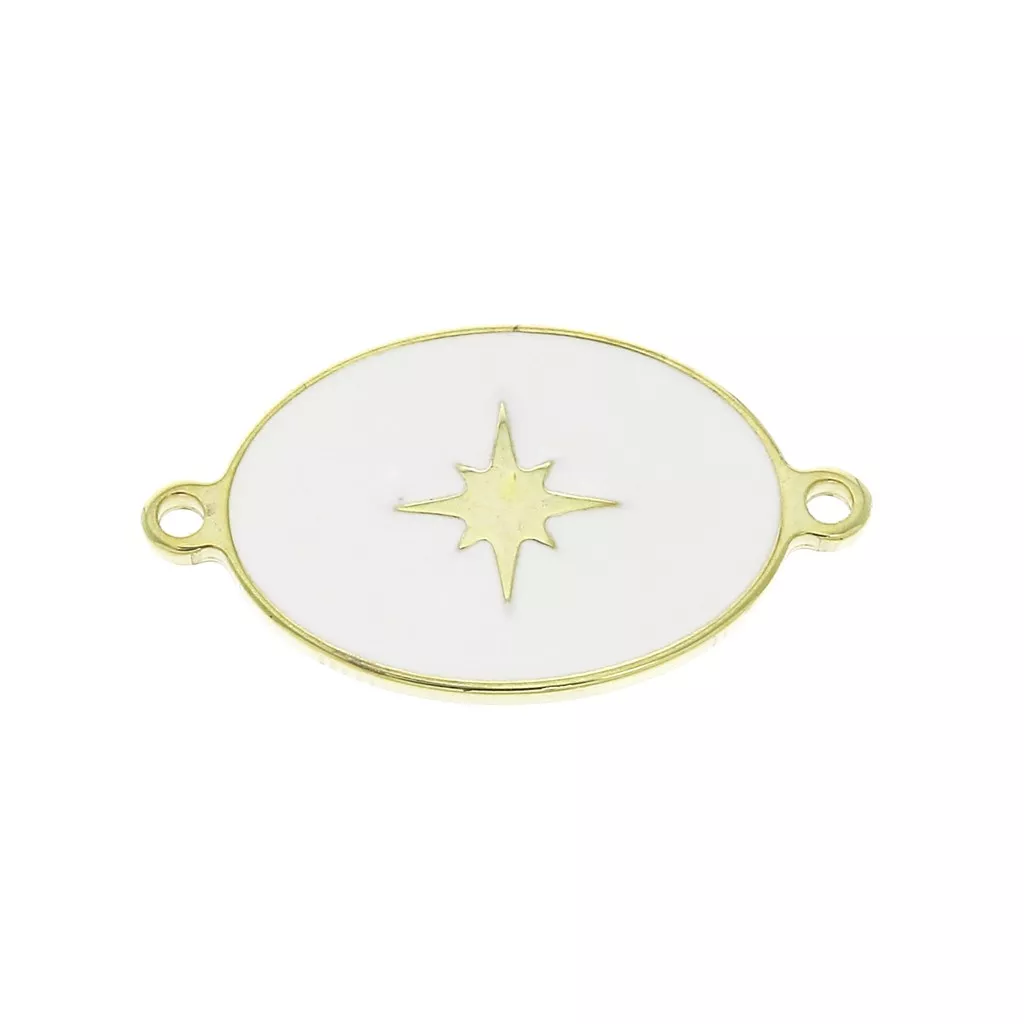 19x11 mm 925 Sterling Silver and epoxy resin Oval spacer with star