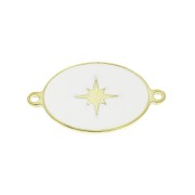 19x11 mm 925 Sterling Silver and epoxy resin Oval spacer with star - White-Gold x1|raw }}