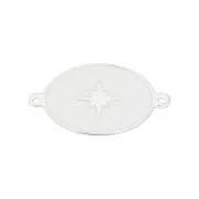 19x11 mm 925 Sterling Silver and epoxy resin Oval spacer with star - White x1