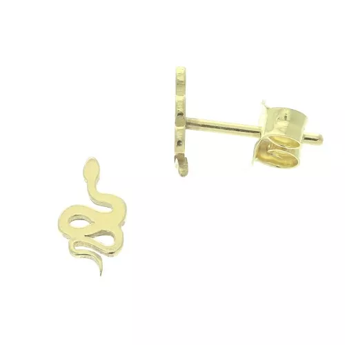 9x5mm 925 Sterling Silver Snake earstuds - Gold Tone x2