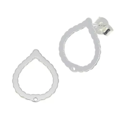 16x13mm 925 Sterling Silver drop earstuds x2