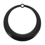 28mm Round hollowed epoxy resin pendant - Black x4