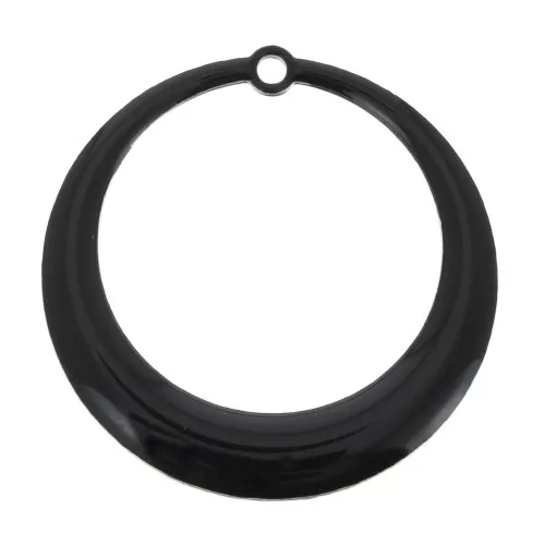 28mm Round hollowed epoxy resin pendant - Black x4